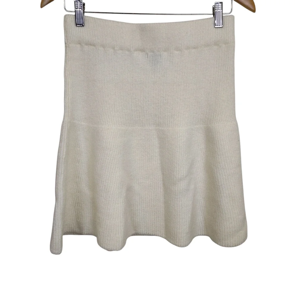 Mable Skirt Womens Large Cream Rib Knit Flare Soft Stretch Fall Preppy - Picture 7 of 13